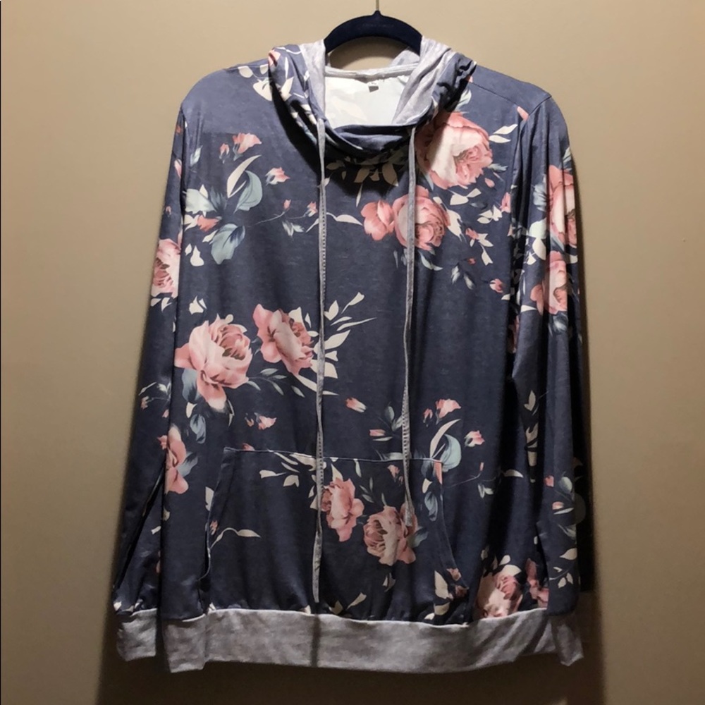 BNWOT polyester cotton floral hoodie